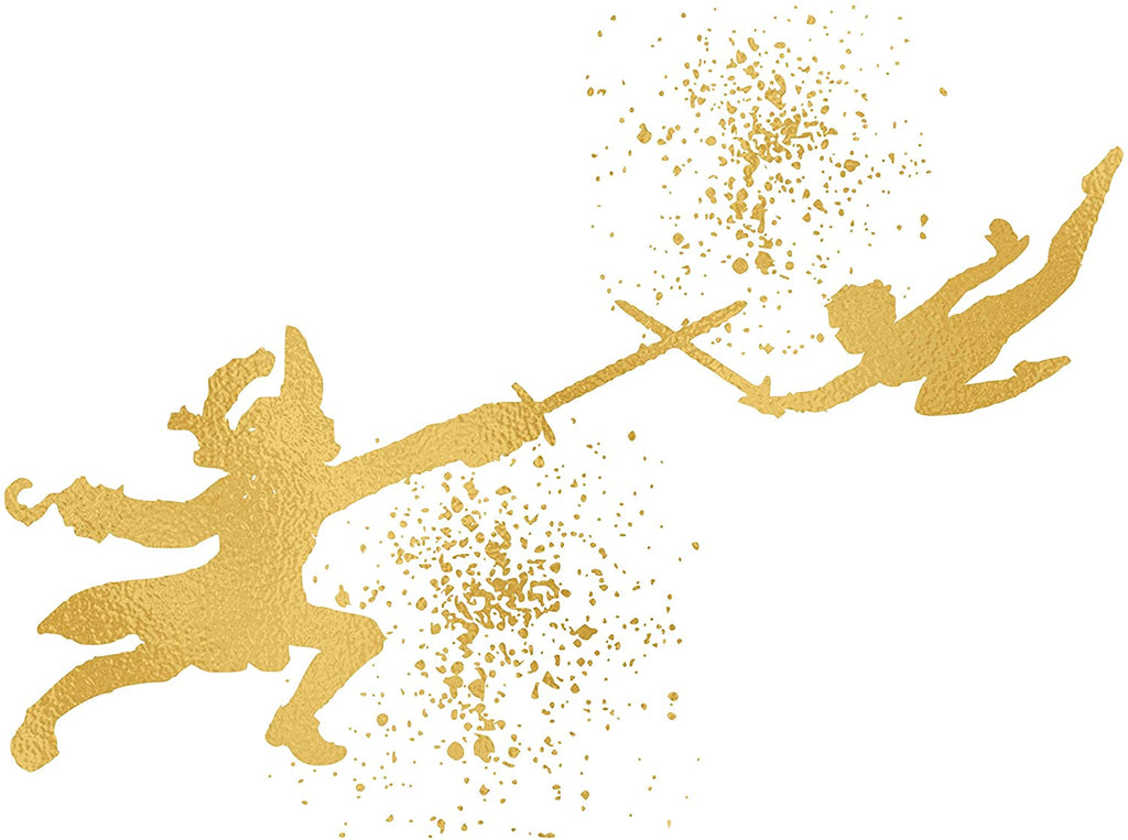 Gold Print Inspired by Peter Pan and Captain Hook - Gold Poster Print Photo Quality - Made in USA - Home Art Print -Frame not Included (8x10, Peter Hook Fight)