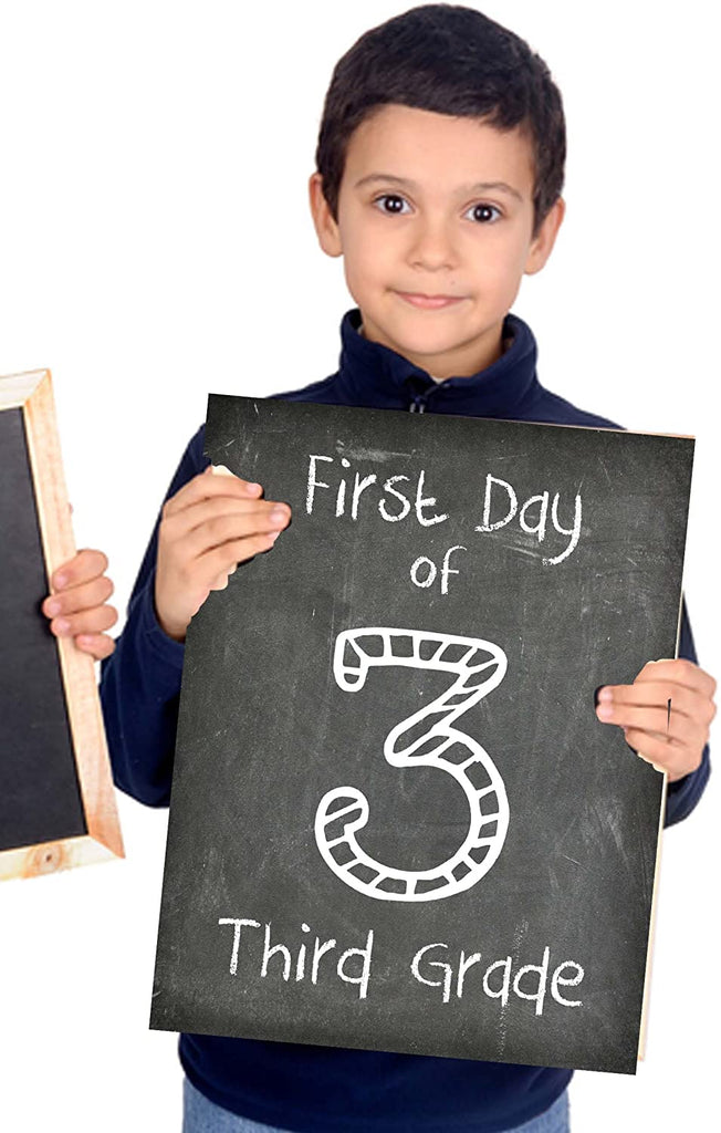 First Day of School Print, 3rd Grade Reusable Chalkboard Photo Prop for Kids Back to School Sign for Photos, Frame Not Included (8x10, 3rd Grade - Style 1)
