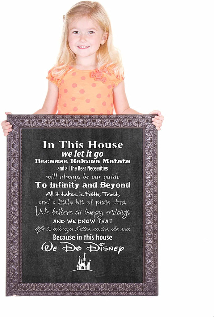 in This House We Do Disney - Poster Print Photo Quality - Made in USA - Disney Family House Rules - Frame not Included (16x20, Chalkboard Background)