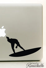 Load image into Gallery viewer, Vinyl Decal Sticker for Computer Wall Car Mac MacBook and More Surfer Surfing Decal - Size 5.2 x 3 inches