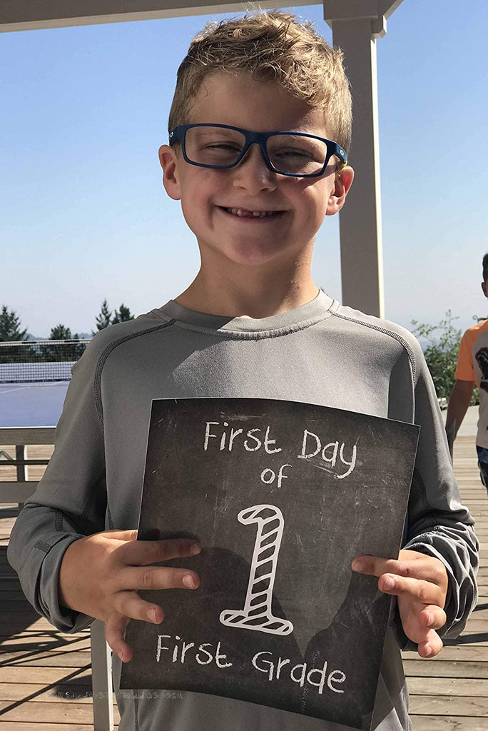 First Day of School Print, 1st Grade Reusable Chalkboard Photo Prop for Kids Back to School Sign for Photos, First Grade Frame Not Included (8x10, 1st Grade - Style 1)