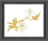 Gold Print Inspired by Peter Pan and Captain Hook - Gold Poster Print Photo Quality - Made in USA - Home Art Print -Frame not Included (8x10, Peter Hook Fight)