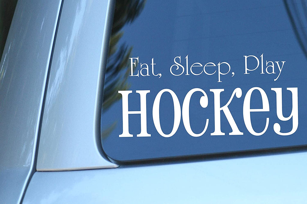 Vinyl Decal Sticker for Computer Wall Car Mac Macbook and More - Eat, Sleep, Play, Hockey