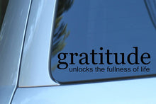 Load image into Gallery viewer, Vinyl Decal Sticker for Computer Wall Car Mac MacBook and More Gratitude unlocks The Fullness of Life