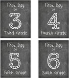 First Day of School Print, Set of 4 - 3rd grade, 4th grade, 5th grade, 6th grade, Reusable Chalkboard Photo Prop for Kids Back to School Sign for Photos, Frame Not Included (8x10, Set 2 - Style 1)