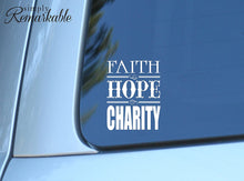 Load image into Gallery viewer, Vinyl Decal Sticker for Computer Wall Car Mac MacBook and More - Faith Hope Charity - 5.2 x 4 inches