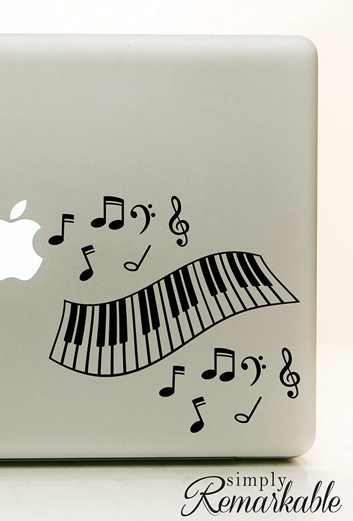 Vinyl Decal Sticker for Computer Wall Car Mac MacBook and More - Piano Keyboard and Notes