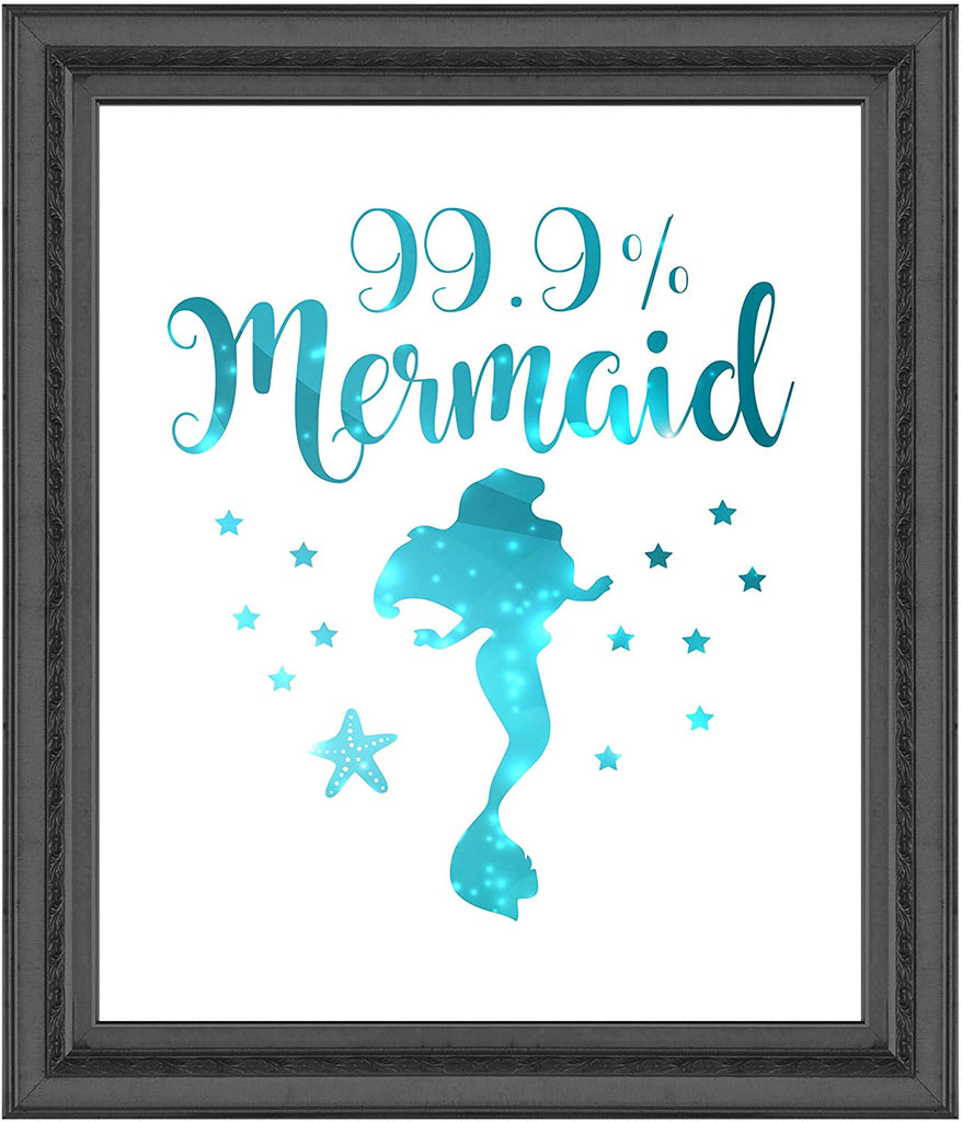 99% Mermaid Print Photo Quality - Made in USA - Under The sea - Mermaid Tale Inspired - Home Art Print -Frame not Included (8x10, White 99%)