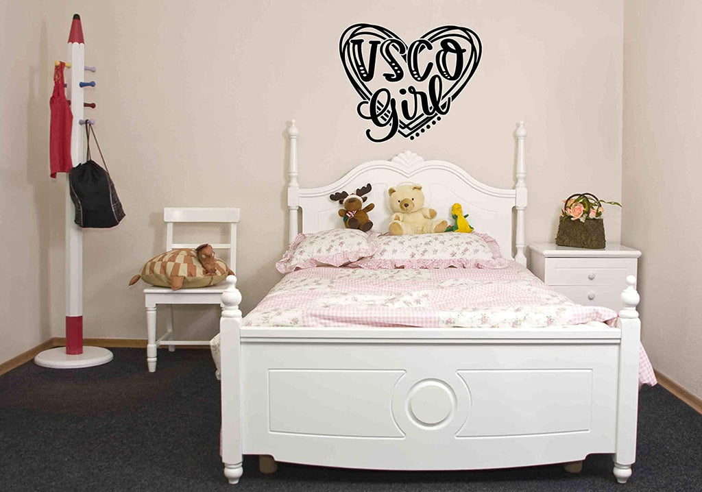 VSCO Girl Heart Decal Large Black Wall Sticker for Girls who Like scrunchies, Water Bottles, Turtles, Metal Straws, Tea and sksksk 18" x 15"