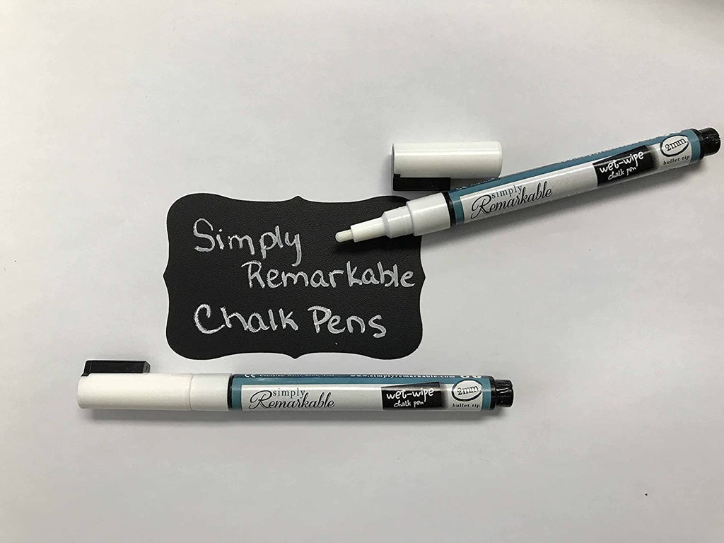 Set of 3 Wet Wipe Chalk Ink Pen to Write or Draw Custom Labels, Tags and More, White Liquid Chalk Marker, Wet Wipe - 2mm Fine Tip