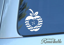 Load image into Gallery viewer, Vinyl Decal Sticker for Computer Wall Car Mac MacBook and More - Chevron Apple Heart Frame - Decal for Teachers, Students, Gifts, ipads, Tutors