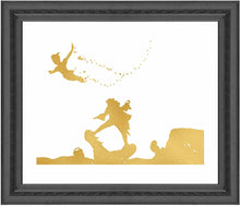 Load image into Gallery viewer, Gold Print Inspired by Peter Pan and Captain Hook - Gold Poster Print Photo Quality - Made in USA - Home Art Print -Frame not Included (8x10, Peter Hook Croc)