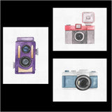 Retro Vintage Watercolor Camera Wall Art Prints (Set of 3) 8