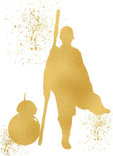 Load image into Gallery viewer, Gold Print - Rey and BB8 - Inspired by Star Wars - Gold Poster Print Photo Quality - Made in USA - Home Art Print -Frame not Included (8x10, Rey BB8)