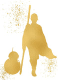 Gold Print - Rey and BB8 - Inspired by Star Wars - Gold Poster Print Photo Quality - Made in USA - Home Art Print -Frame not Included (8x10, Rey BB8)