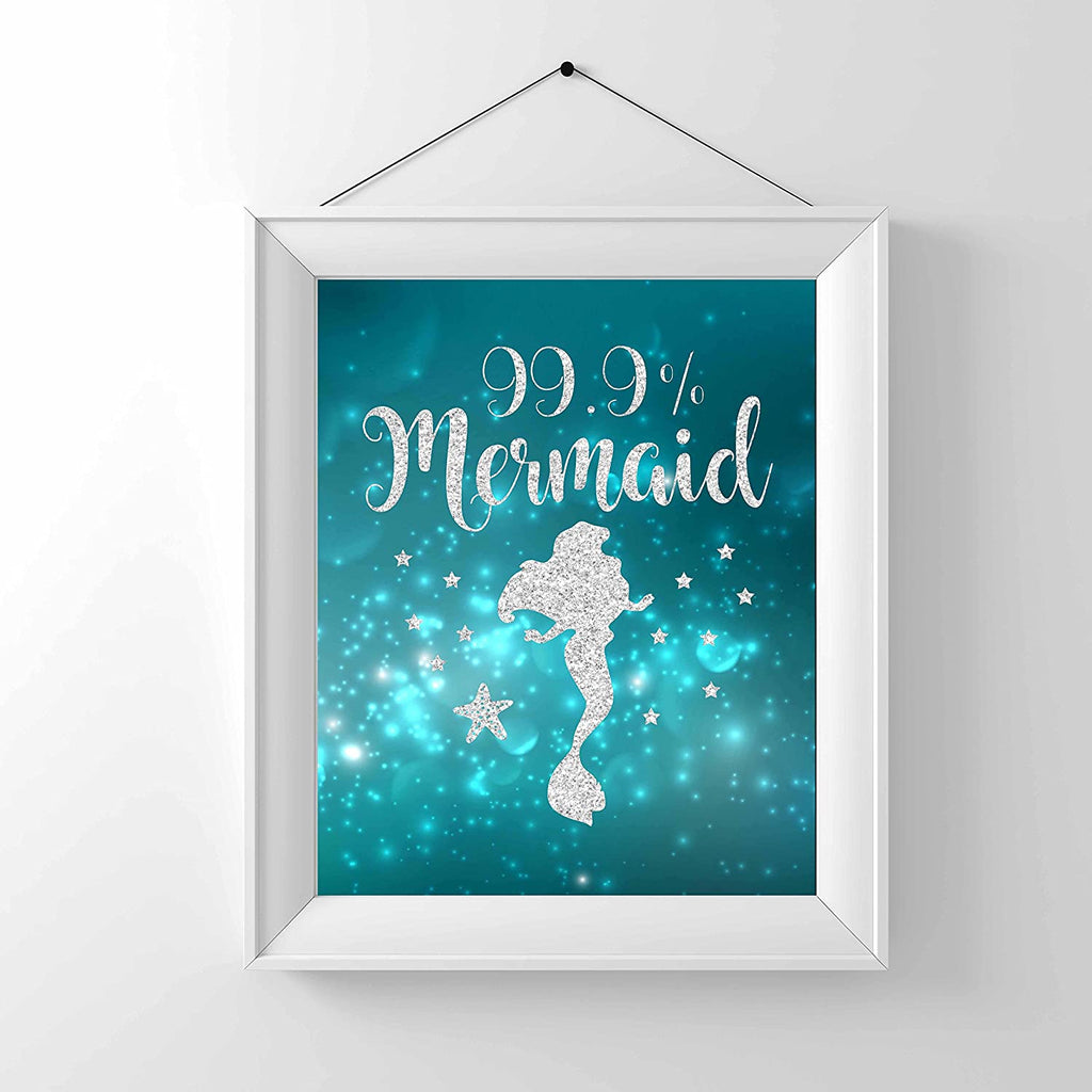 99% Mermaid Print Photo Quality - Made in USA - Under The sea - Mermaid Tale Inspired - Home Art Print -Frame not Included (8x10, Aqua 99%)