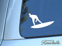 Load image into Gallery viewer, Vinyl Decal Sticker for Computer Wall Car Mac MacBook and More Surfer Surfing Decal - Size 5.2 x 3 inches