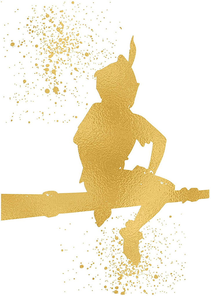 Gold Print Inspired by Peter Pan - Gold Poster Print Photo Quality - Made in USA - Home Art Print -Frame not Included (8x10, Peter Sits)