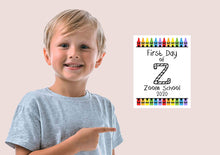 Load image into Gallery viewer, First Day of School Art Print for 2020. Unframed Reusable Photo Prop for Kids and Parents Back to School Sign. Masked, zoomed and remote learning 8” x 10” (8&quot; x 10&quot; Color, Zoom First Day)