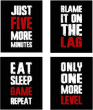 Video Gaming Wall Art Prints (Set of 4). Family Kids Home Wall Décor, USA Made Poster Gifts for Boy Girl Gamers. Decorate Bedroom, Fort or Video Game Room. Unframed (8