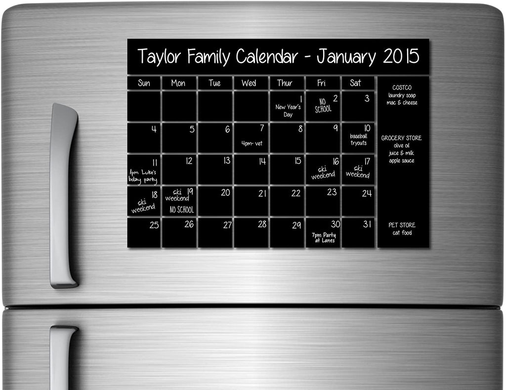 Chalkboard Sticker Calendar Wall Decal with Notes Area and Liquid Chalk Pen Chalkboard Marker (22"x18")