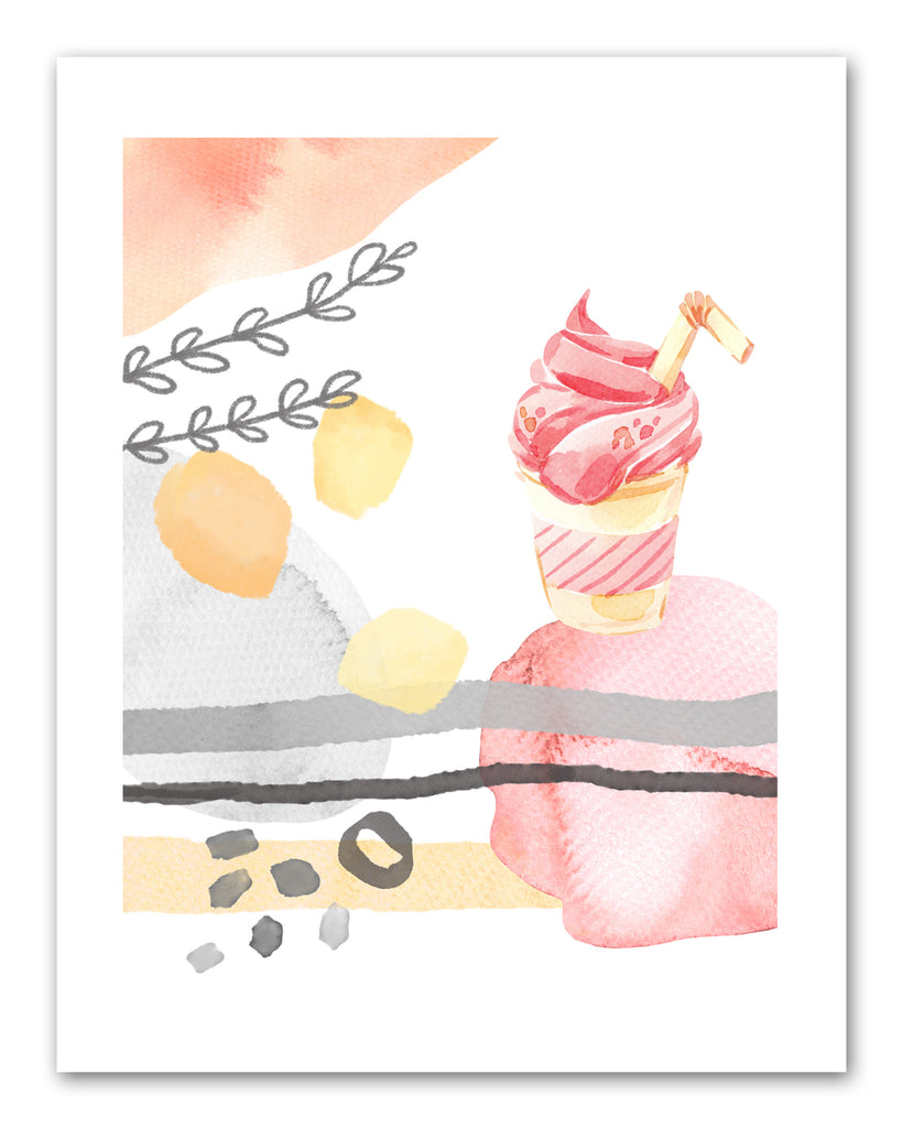 Sweet Treats Icecream Cake Waffle Wall Art Prints Set - Ideal Gift For Family Room Kitchen Play Room Wall Décor Birthday Wedding Anniversary | Set of 4 - Unframed- 8x10 Photos