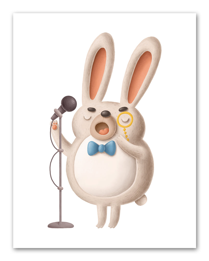Karaoke Party Nursery Animals Wall Art Prints Set - Home Decor For Kids, Child, Children, Baby or Toddlers Room - Gift for Newborn Baby Shower | Set of 4 - Unframed- 8x10 Photos
