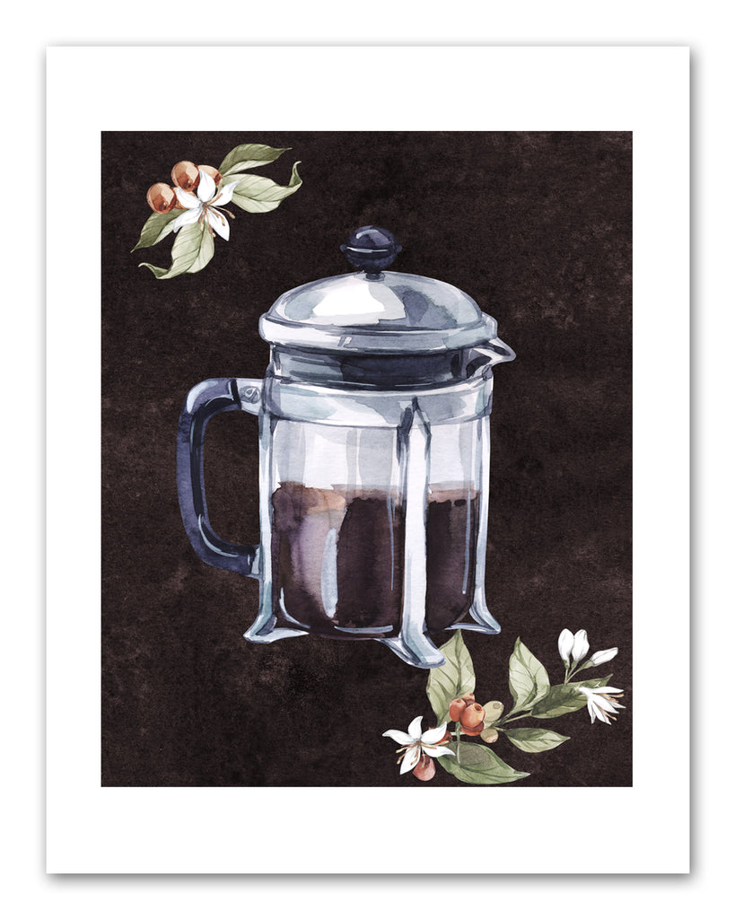 Coffee Maker & Seed Foliage Kitchen Wall Art Prints Set - Ideal Gift For Family Room Kitchen Play Room Wall Décor Birthday Wedding Anniversary | Set of 4 - Unframed- 8x10 Photos