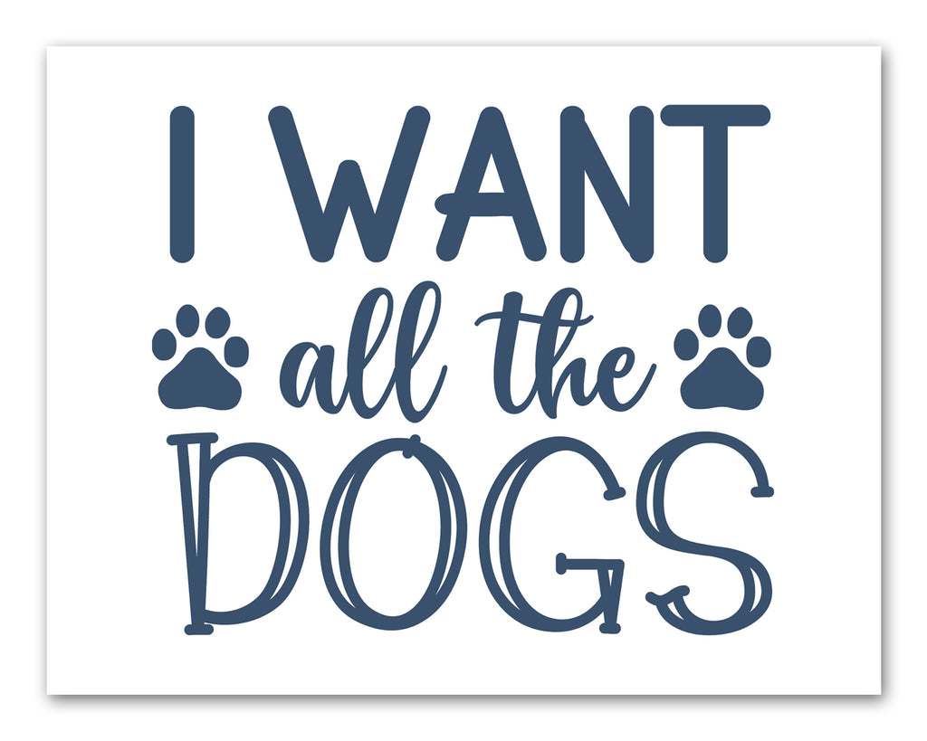 Blue Funny Dog Quotes Wall Art Prints Set - Ideal Gift For Family Room Kitchen Play Room Wall Décor Birthday Wedding Anniversary | Set of 4 - Unframed- 8x10 Photos
