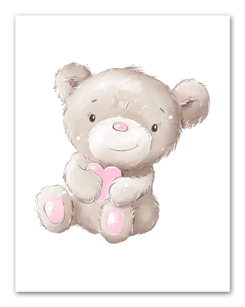 Nursery Teddy Bears Wall Art Prints Set - Home Decor For Kids, Child, Children, Baby or Toddlers Room - Gift for Newborn Baby Shower | Set of 4 - Unframed- 8x10 Photos