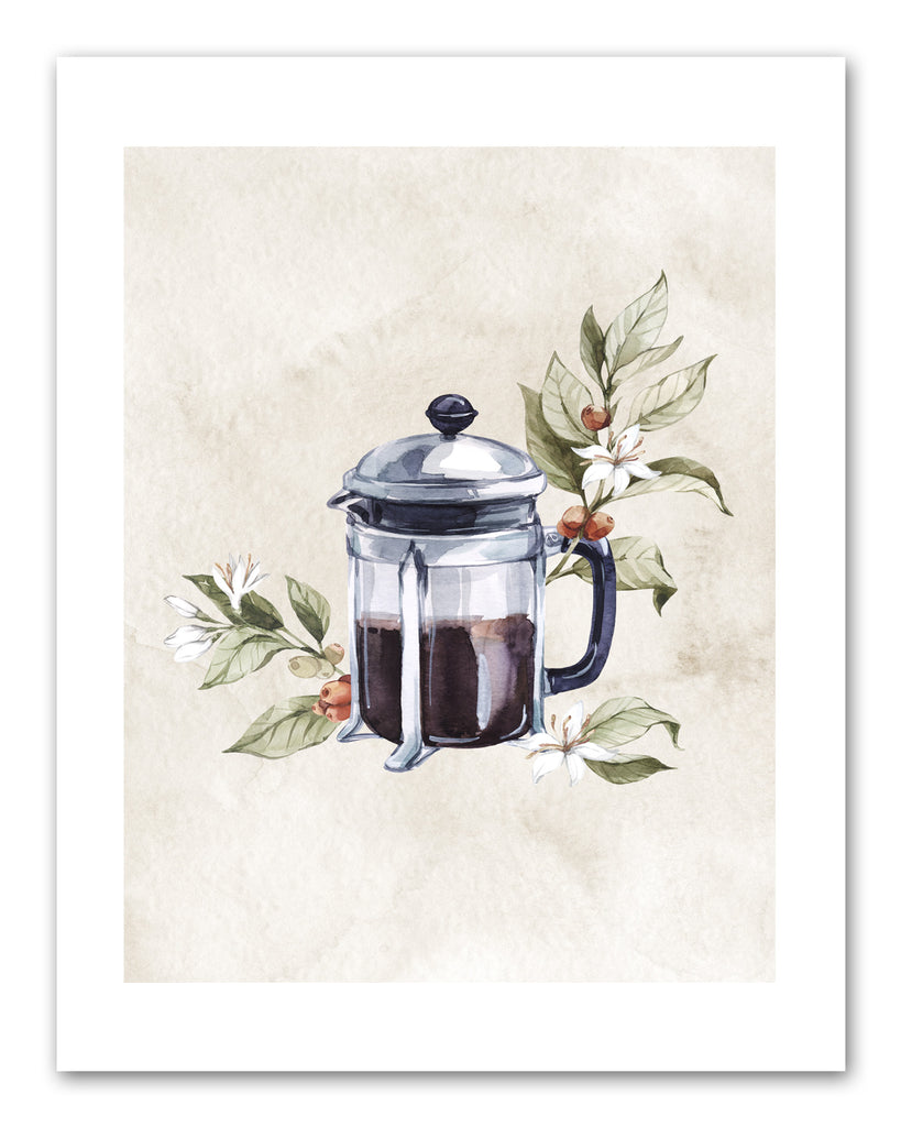 Coffee & Seed Foliage Kitchen Wall Art Prints Set - Ideal Gift For Family Room Kitchen Play Room Wall Décor Birthday Wedding Anniversary | Set of 4 - Unframed- 8x10 Photos