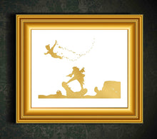Load image into Gallery viewer, Gold Print Inspired by Peter Pan and Captain Hook - Gold Poster Print Photo Quality - Made in USA - Home Art Print -Frame not Included (8x10, Peter Hook Croc)