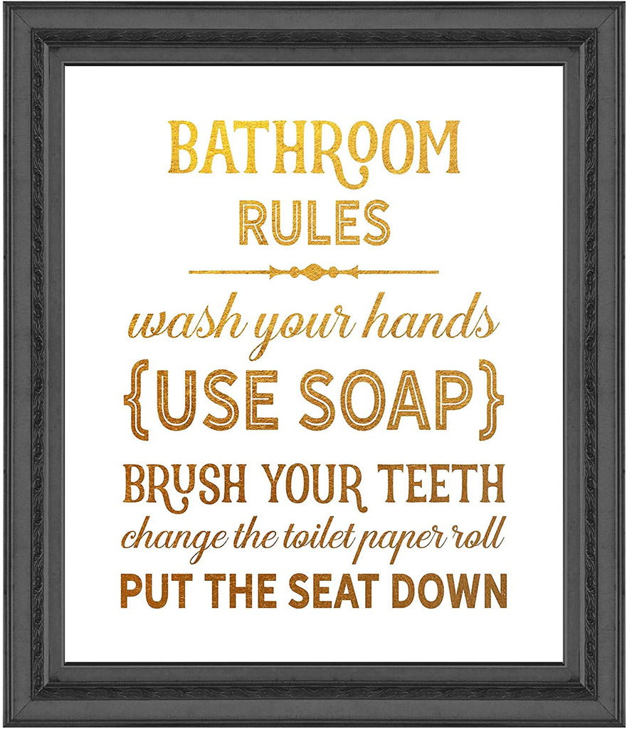 Bathroom Rules - Beautiful Photo Quality Poster Print - Decorate your home with these beautiful prints for kitchen, bath, family room, housewarming gift Made in the USA 8" x 10"