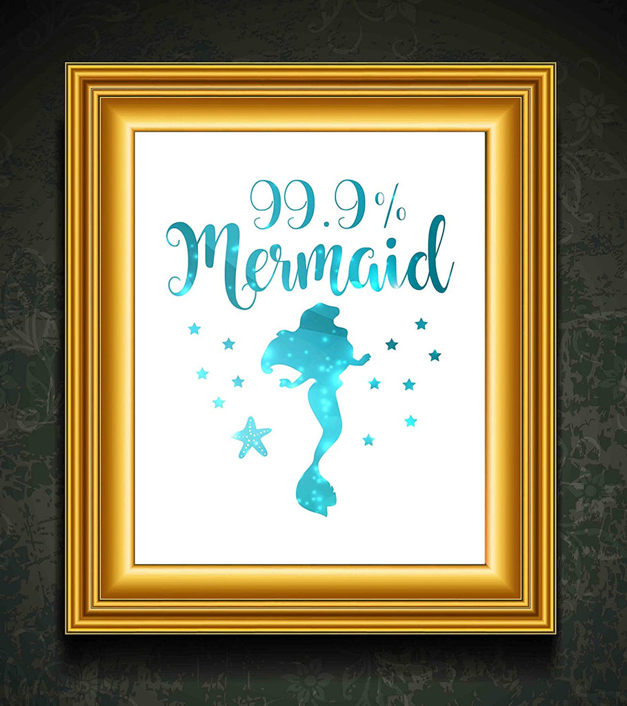 99% Mermaid Print Photo Quality - Made in USA - Under The sea - Mermaid Tale Inspired - Home Art Print -Frame not Included (8x10, White 99%)