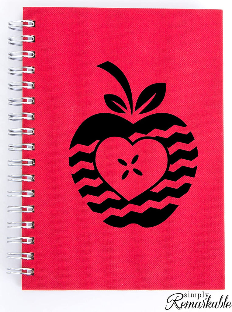 Vinyl Decal Sticker for Computer Wall Car Mac MacBook and More - Chevron Apple Heart Frame - Decal for Teachers, Students, Gifts, ipads, Tutors