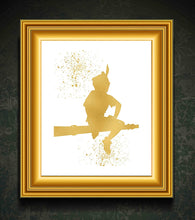 Load image into Gallery viewer, Gold Print Inspired by Peter Pan - Gold Poster Print Photo Quality - Made in USA - Home Art Print -Frame not Included (8x10, Peter Sits)