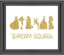 Load image into Gallery viewer, Inspired by Disney Princess and a Girls Dream Squad of Princesses - Poster Print Photo Quality - Made in USA - Home Art Print -Frame not Included (11x14, Gold)