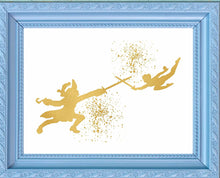 Load image into Gallery viewer, Gold Print Inspired by Peter Pan and Captain Hook - Gold Poster Print Photo Quality - Made in USA - Home Art Print -Frame not Included (8x10, Peter Hook Fight)