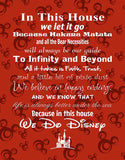 in This House We Do Disney - Poster Print Photo Quality - Made in USA - Disney Family House Rules - Frame not Included (11x14, Red Background 1)