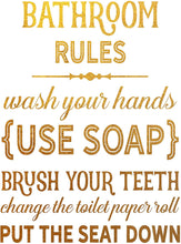 Load image into Gallery viewer, 3 Print Pack House Rules, Bathroom Rules, Kitchen Rules - Beautiful Photo Quality Poster Print - Made in The USA (8&quot; x 10&quot;, 3 Pack 1 Gold)