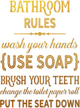 Load image into Gallery viewer, Bathroom Rules - Beautiful Photo Quality Poster Print - Decorate your home with these beautiful prints for kitchen, bath, family room, housewarming gift Made in the USA 8" x 10"