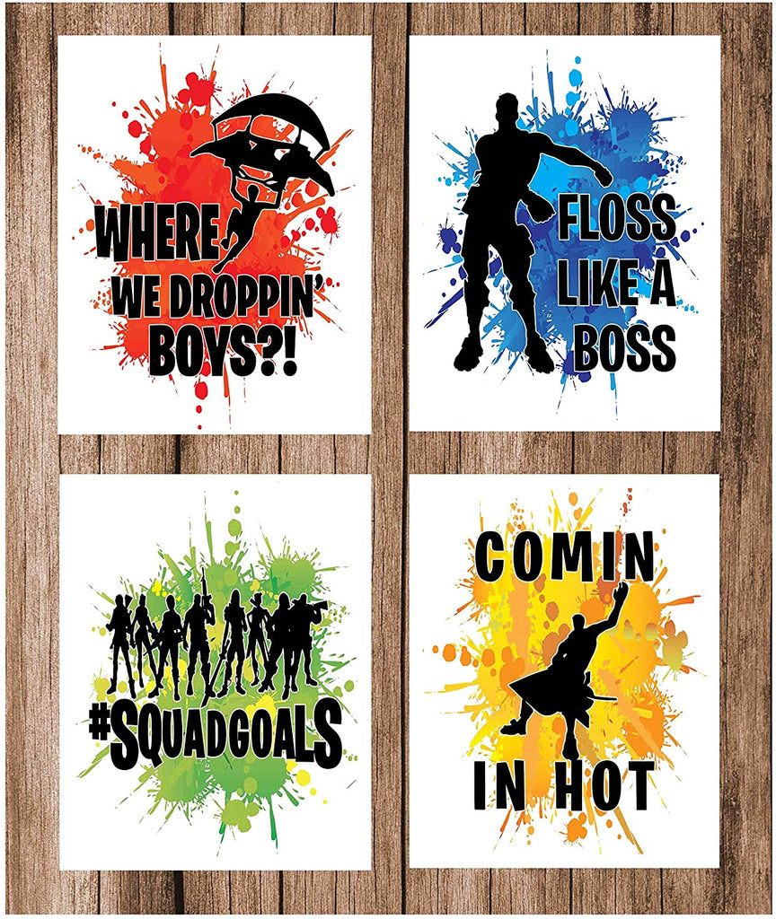 Video Gaming Wall Art Prints (Set of 4). Family Kids Home Wall Décor, USA Made Poster Gifts for Boy Girl Gamers. Decorate Bedroom, Fort or Video Game Room. Unframed (8" x 10", Set 3)