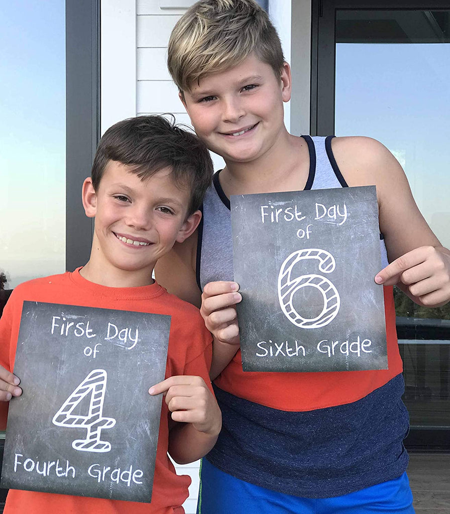First Day of School Print, Reusable Chalkboard Photo Prop for Kids Back to School Sign for Photos, Frame Not Included 10th Grade (8x10, 10th Grade - Style 1)