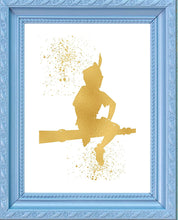 Load image into Gallery viewer, Gold Print Inspired by Peter Pan - Gold Poster Print Photo Quality - Made in USA - Home Art Print -Frame not Included (8x10, Peter Sits)