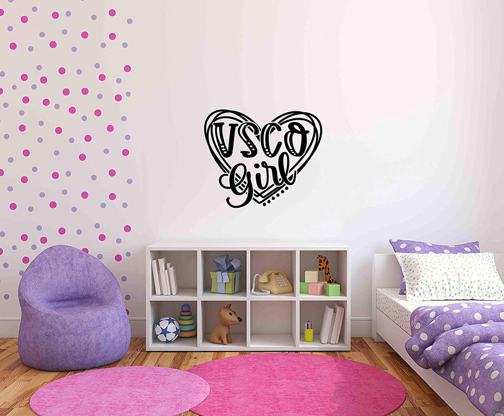 VSCO Girl Heart Decal Large Black Wall Sticker for Girls who Like scrunchies, Water Bottles, Turtles, Metal Straws, Tea and sksksk 18" x 15"
