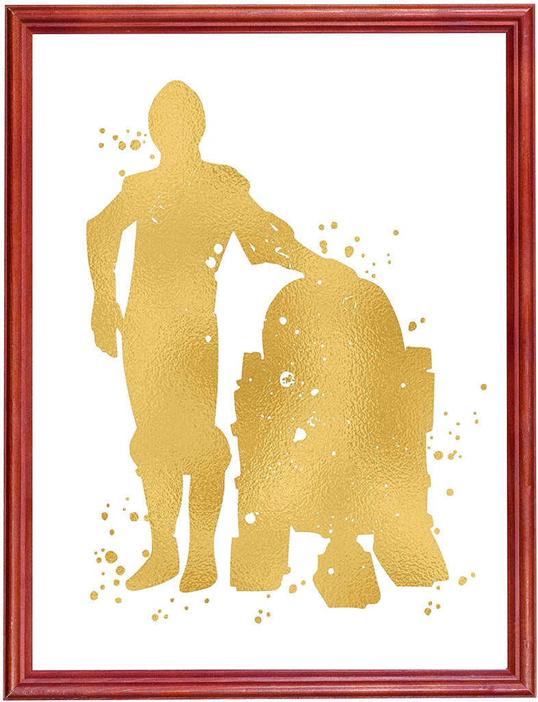 Gold Print - R2D2 and C3P0 - Inspired by Star Wars - Gold Poster Print Photo Quality - Made in USA - Home Art Print -Frame not Included (8x10, R2D2 & C3PO)