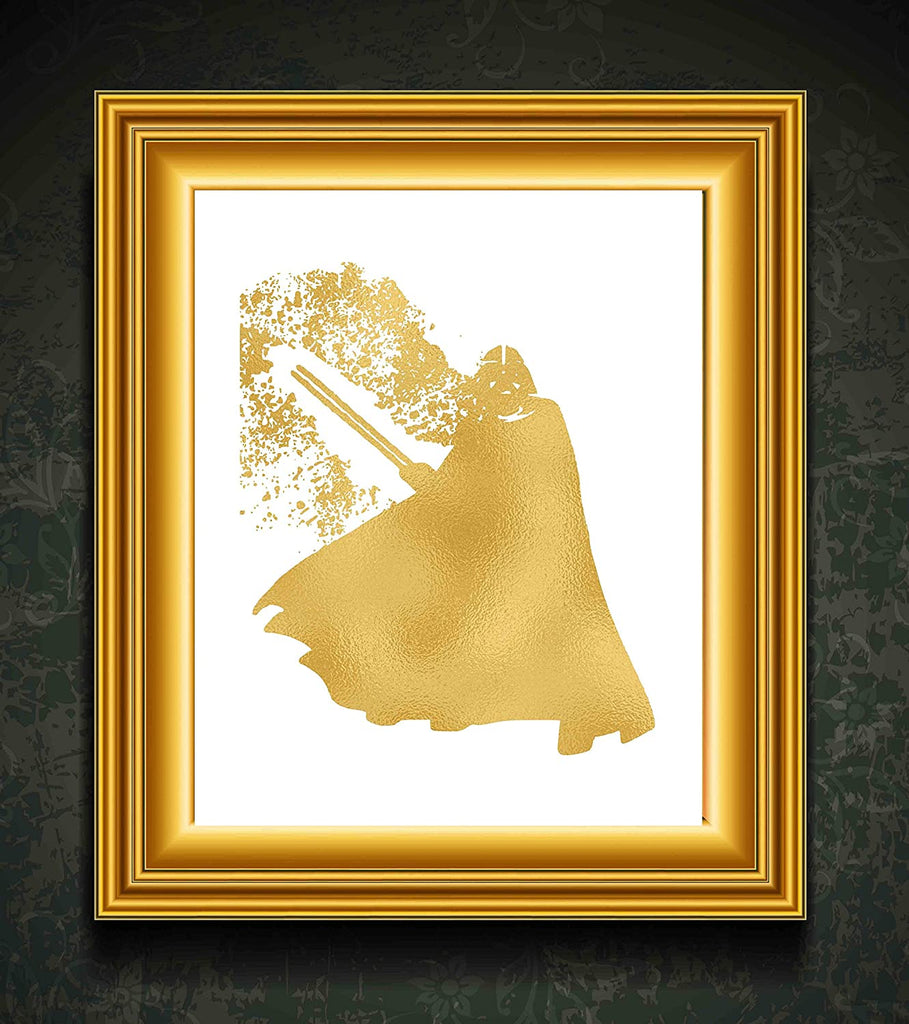 Gold Print - Darth Vader Inspired by Star Wars - Gold Poster Print Photo Quality - Made in USA - Home Art Print -Frame not Included (8x10, Darth Vader)