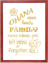 Load image into Gallery viewer, Lilo and Stitch - Ohana Means Family - Gold Print Inspired by Lilo and Stitch - Poster Print Photo Quality - Made in USA - Disney Inspired - Home Art Print -Frame not included (11x14, StitchAngel)