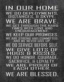 Military Family Wall Poster Print - in Our Home - House Rules - Army, Navy, Marines, Air Force - Patriotic - 4th of July (16