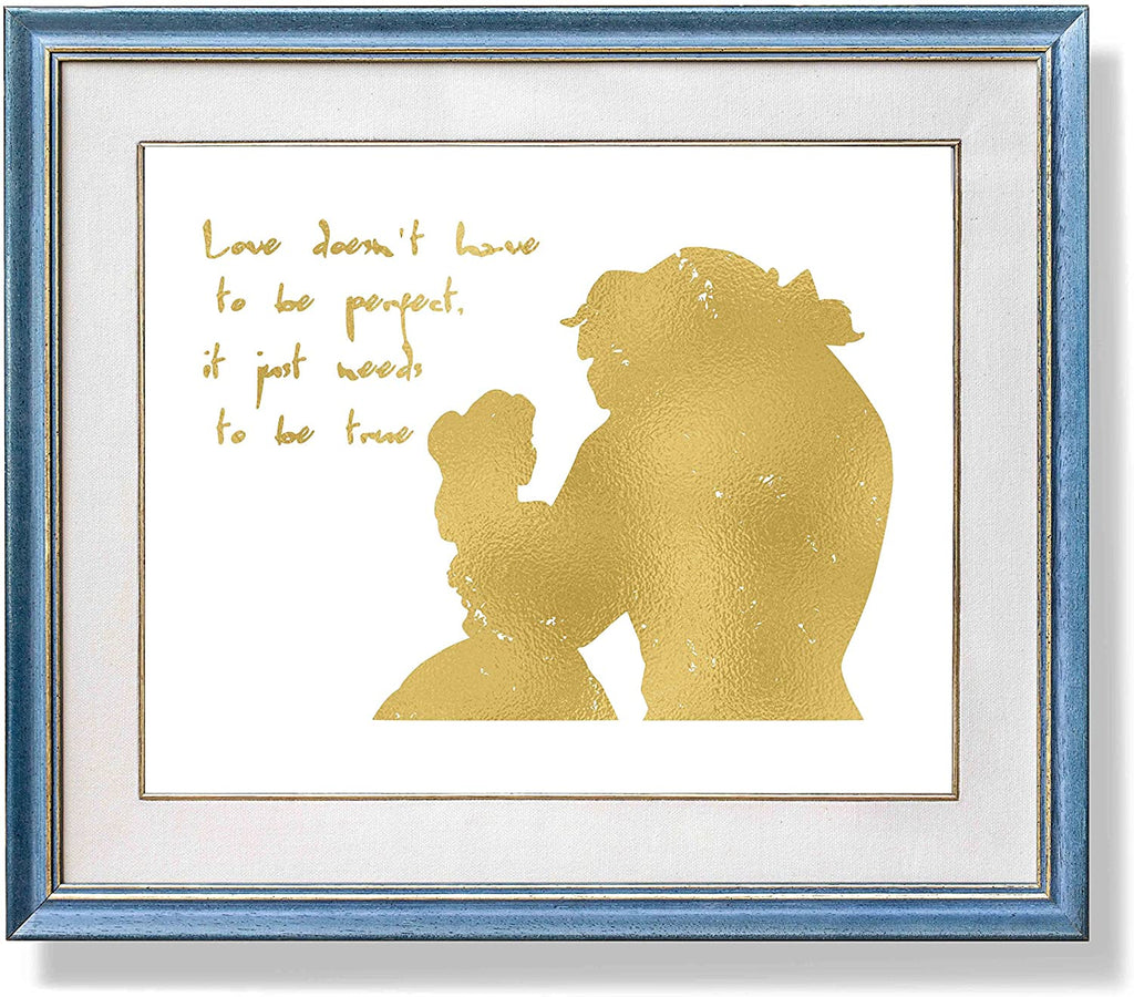 Gold Print Inspired by Beauty and The Beast - Made in USA - Disney Inspired - Home Art Print -Frame not Included (11x14, BBQuote)